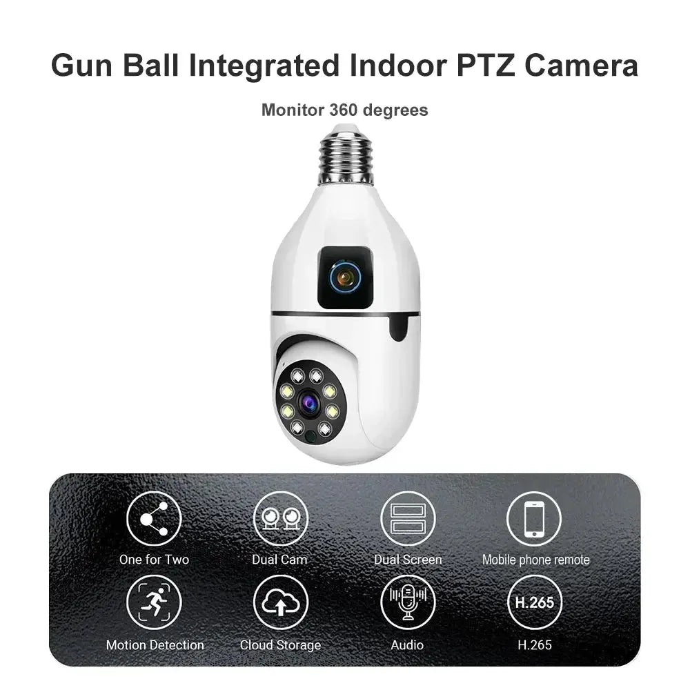 8MP E27 Bulb WiFi Camera - Color Night Vision With 8X Zoom And Dual Lens - stepyours.com