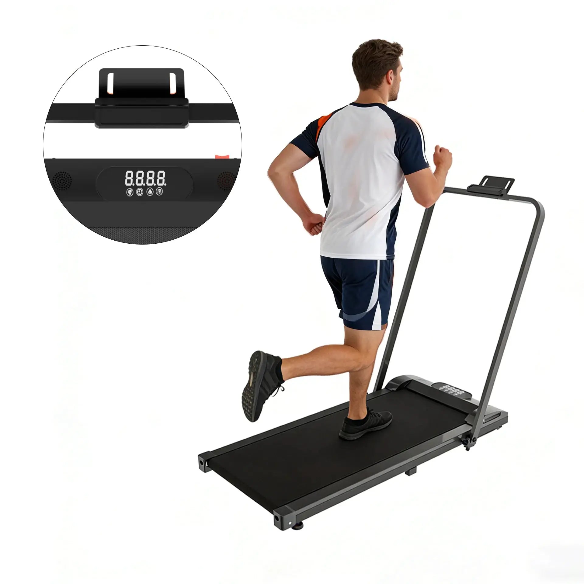 Foldable 0.75-2.0HP Walking Pad Under Desk Treadmill Portable Exercise Machine Space Saving Fitness Equipment
