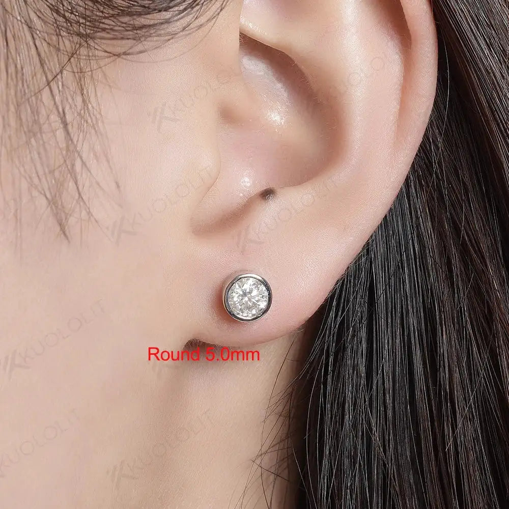 Moissanite Stud Earrings in Sterling Silver Kuololit — product view 3