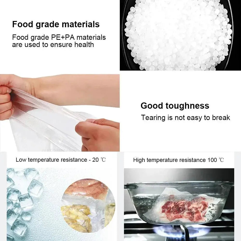 Vacuum Sealed Food Storage Bags 100 Pack For Freshness