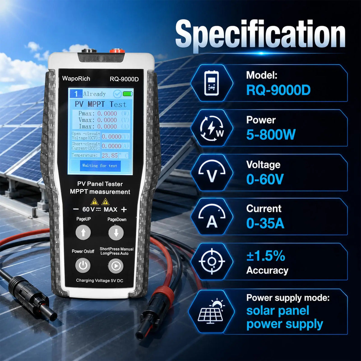 Photovoltaic Panel Tester MPPT Solar Power Meter Vmax Imax Open — product view 3