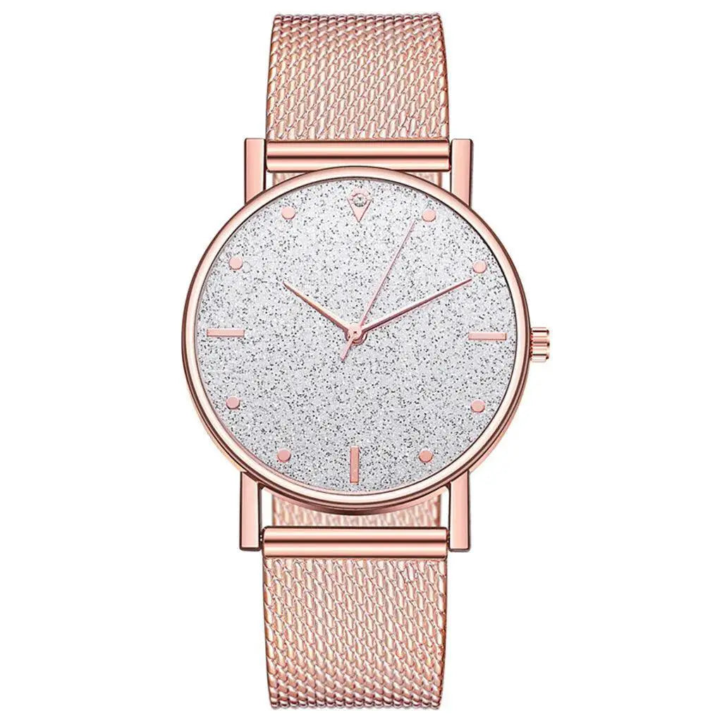 Luxurious Rhinestone Quartz Womens Watch With Steel Band