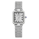 Luxurious Square Dial Silver Steel Women's Watch Timeless Elegance