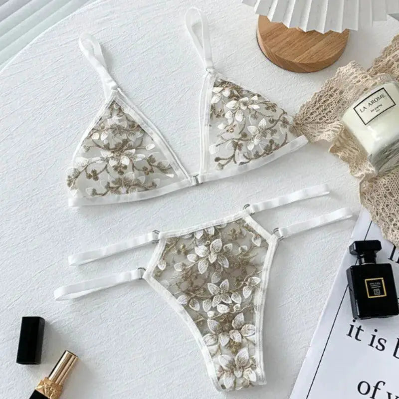 Lace Bralette Set Elegant Backless Wireless Support Lingerie