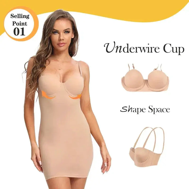 Nude Slimming Underwire Shapewear Dress For Women Elegant