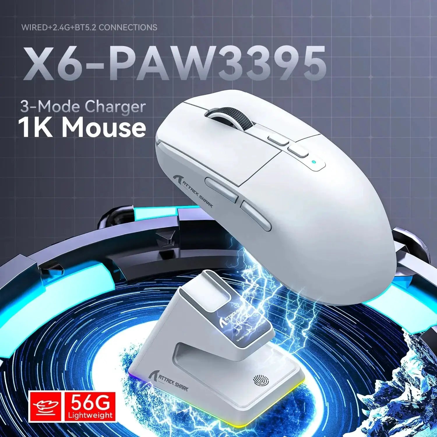 Lightweight Wireless Gaming Mouse 3 Mode Wired 2.4G BT5.2 - OurLum.com