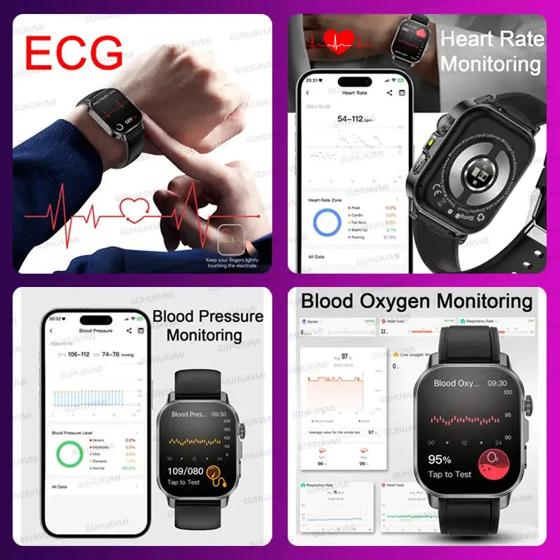 2026 Original Women Health Accurate Diagnosis Smart Watch ECG+HRV BP Blood Oxygen Uric Acid Heart Rate Bluetooth Call Smartwatch