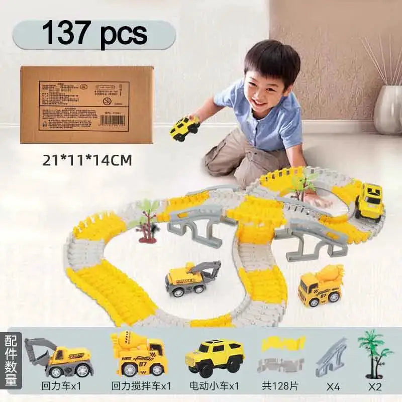 Children Electric Track Car Set For Creative Play Fun