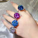 Colored Moissanite Six Claws Sterling Silver Ring