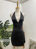 British Satin Halterneck Dress for Seductive Summer Style