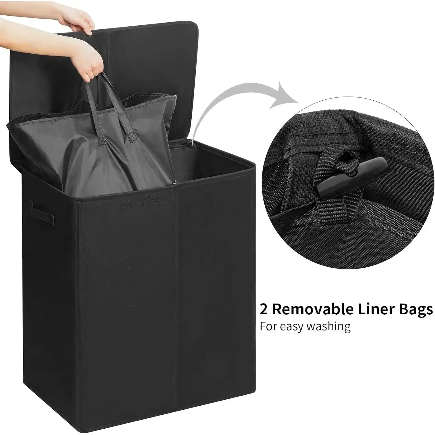 Wowlive 154L Double Laundry Hamper With Lid And Bags