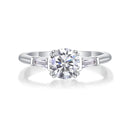 Moissanite Ring in Sterling Silver Baguette