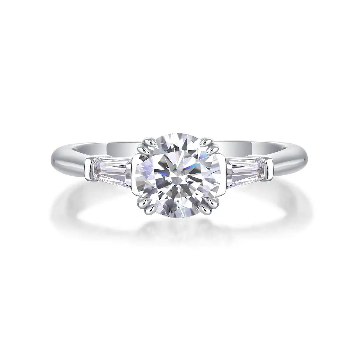 Moissanite Ring in Sterling Silver Baguette — product view 6