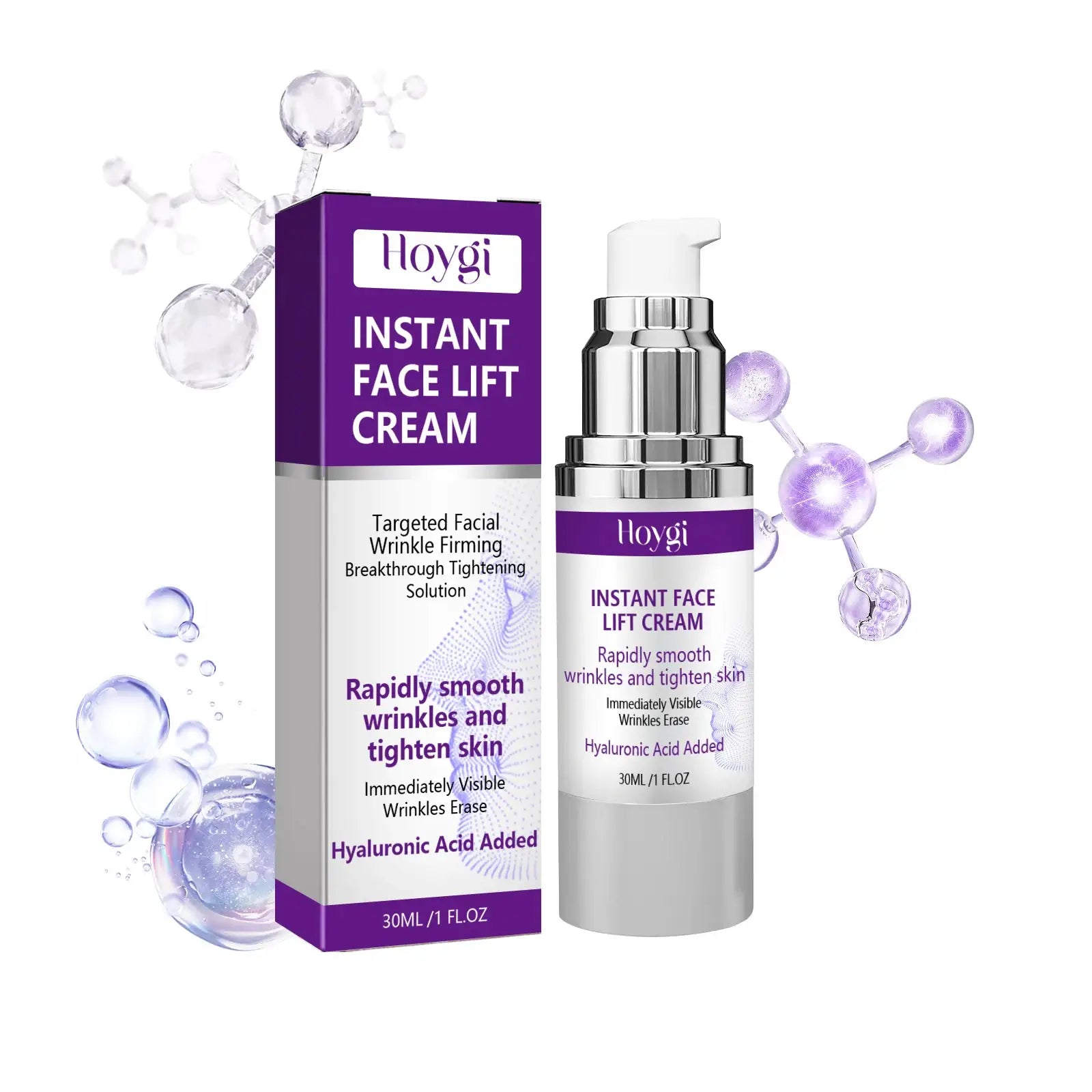 Instant Face Lift Cream Hyaluronic Acid Tightening Firming Smoothing Fine Lines Wrinkles Brightening Anti-Aging Face Moisturizer