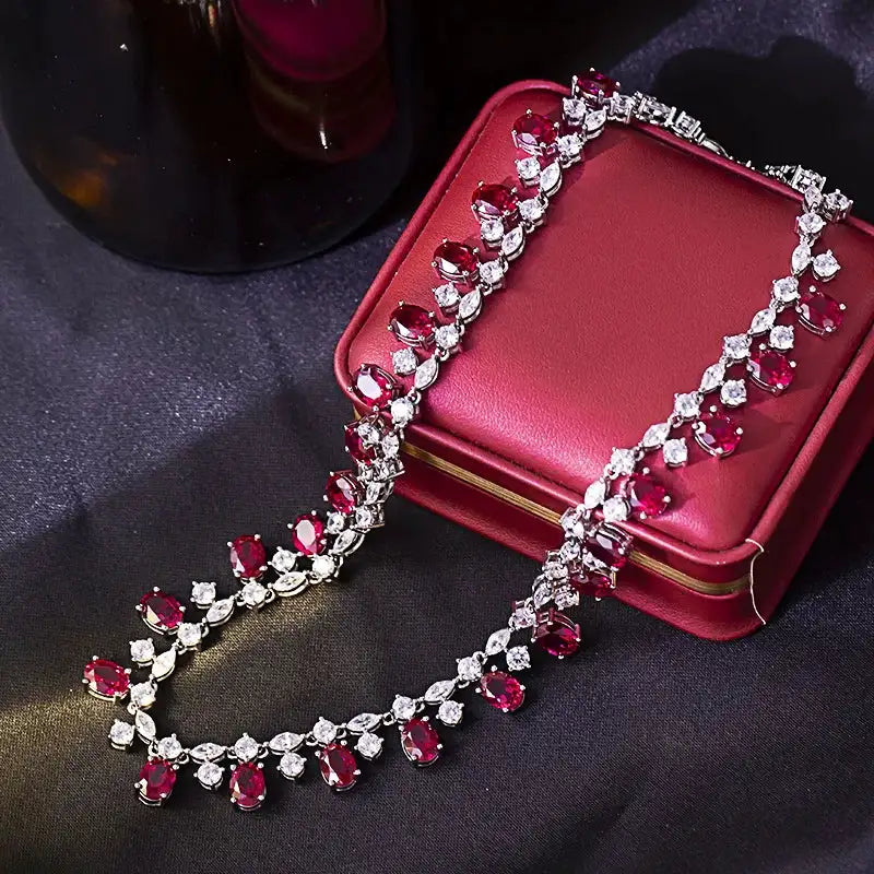 Elegant Sterling Silver Ruby Necklace — product image 3