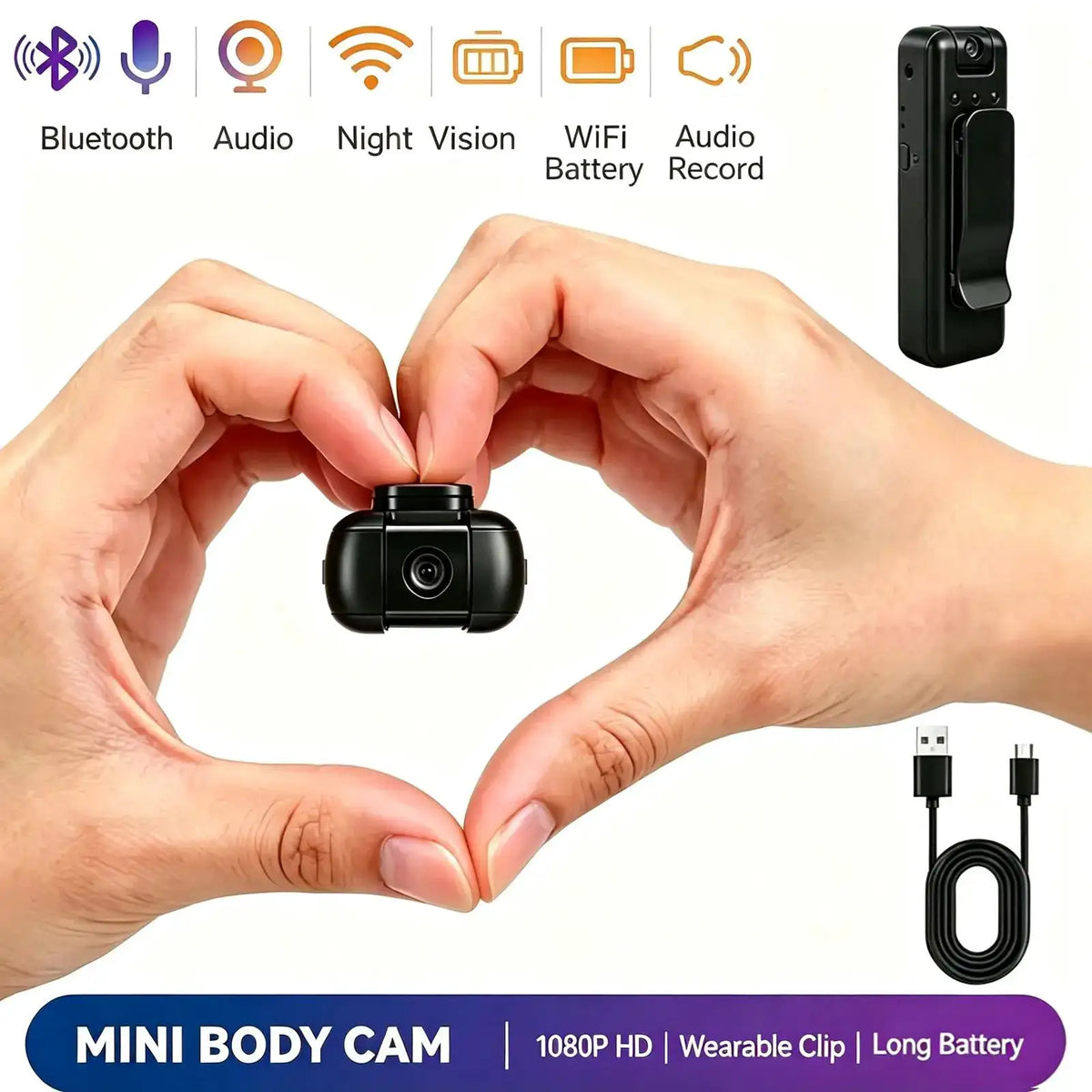 Portable Mini Body Camera Recorder, HD Wearable Video A13 1080P — product view 1