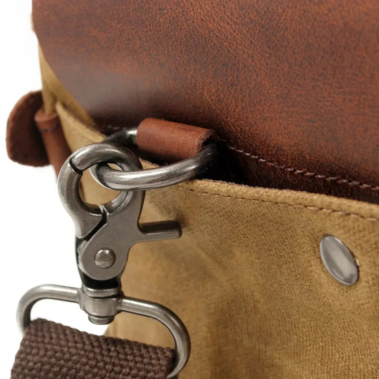 Oil Waxed Canvas Crazy Horse Leather Crossbody Briefcase - OurLum.com
