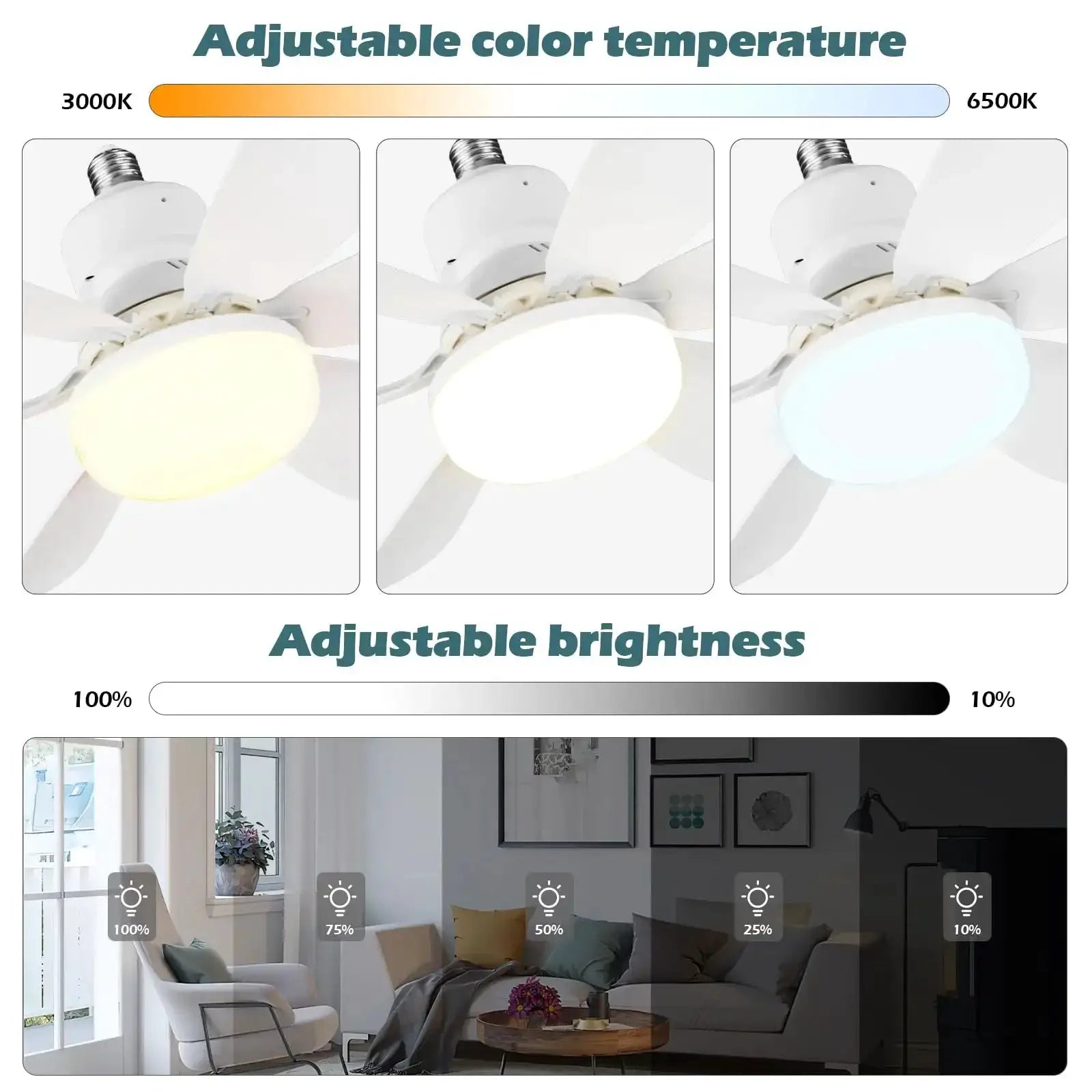 LED 30W Ceiling Fan Light E27 With Remote Control Dimming - OurLum.com