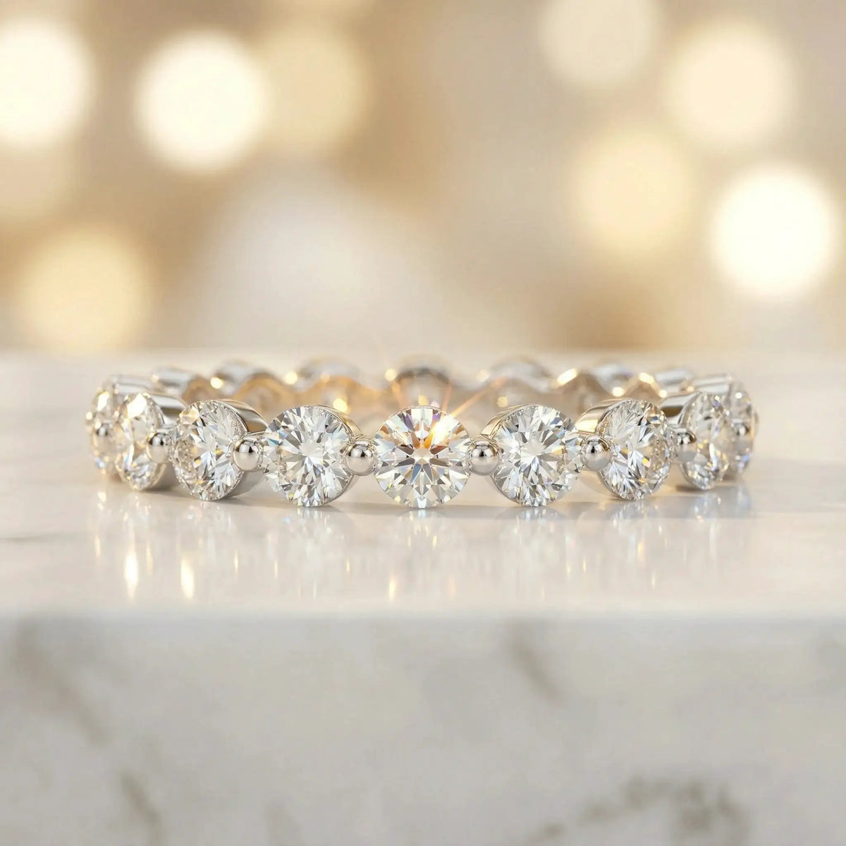 Moissanite Ring in Sterling Silver Wave — product view 3