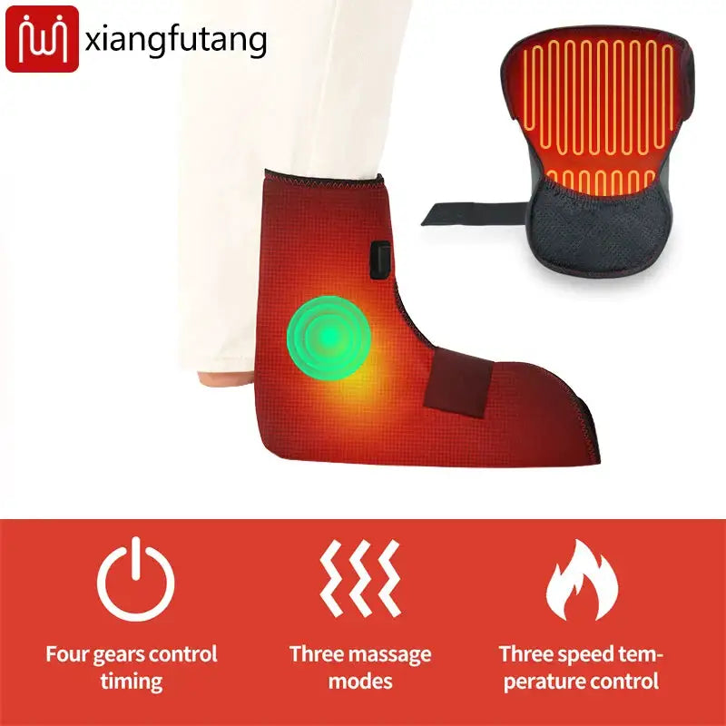 Electric Heating Foot Wrap Full Foot Coverage Vibration Massage Relief Pain Ankle Comfort Home Relax Sports Recovery