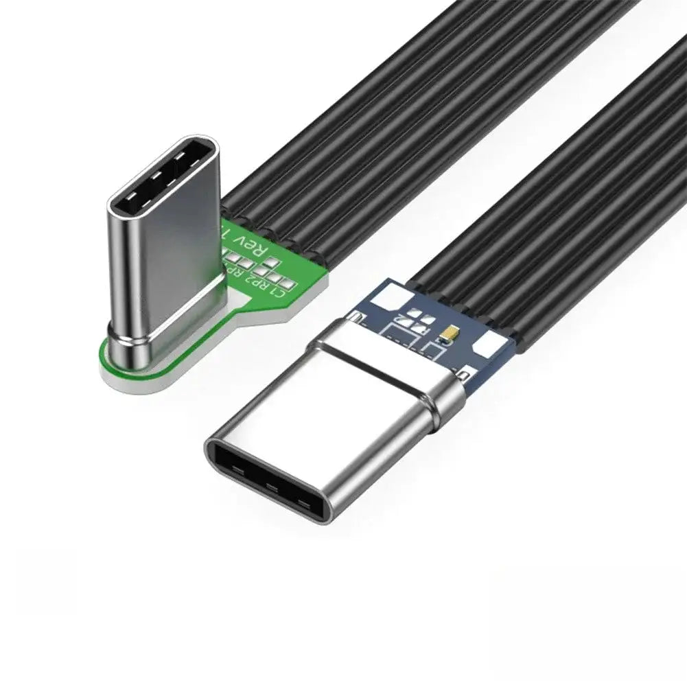 Flexible Flat Silicone USB C to USB C Cable Left/Right Angled for Camera Phones 65W Fast Charging 2.0 Data Transfer Data Cables
