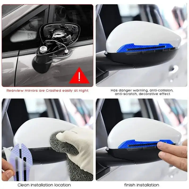 Reflective Stickers Warning Strip Tape Traceless Protective Car Sticker Warn on Car Rearview Mirror Exterior Auto Accessories