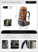 70L Naturehike Backpack For Hikers Lite
