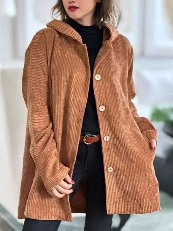 Hooded Button Mid Length Coat