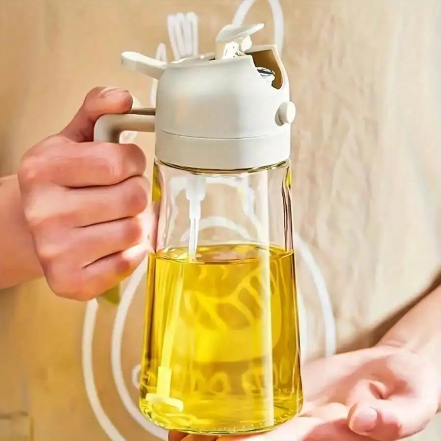 Dual-Use Oil Dispenser & Sprayer, High Borosilicate Glass Bottle — product view 1
