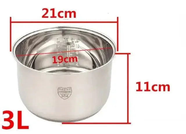 Rice Cooker Pot Replacement 304 Stainless Steel Nonstick 5L