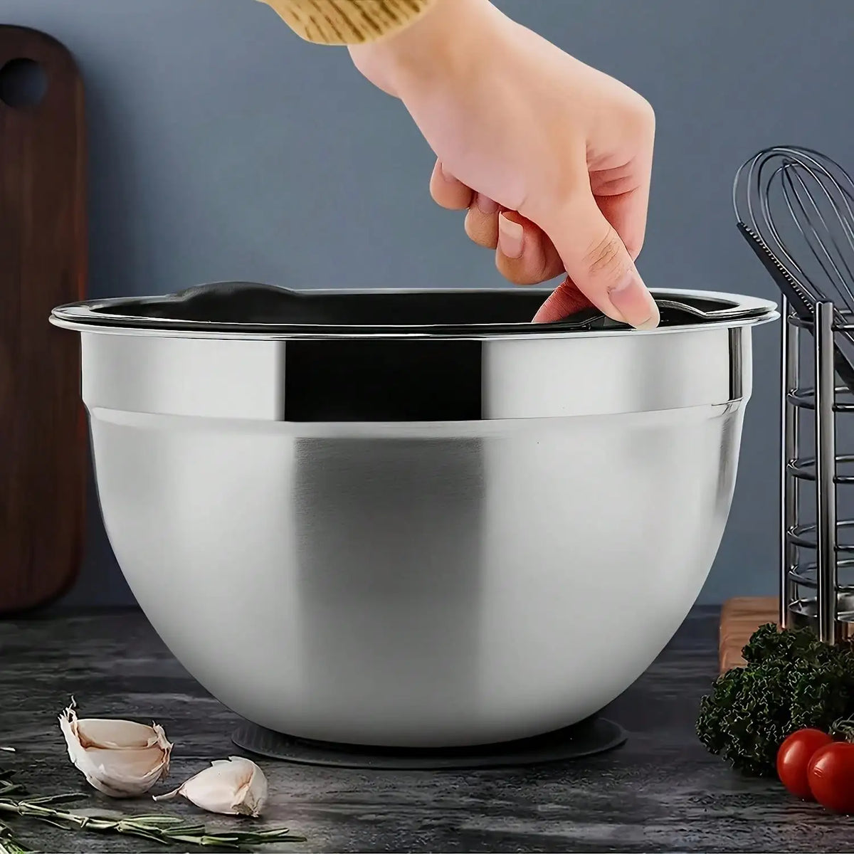 Stainless Steel Mixing Bowls With Lids, Grater Attachments — product view 8