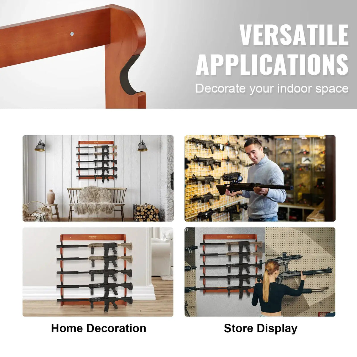 SucceBuy Wood Gun Rack Wall Mount Guns — product view 6
