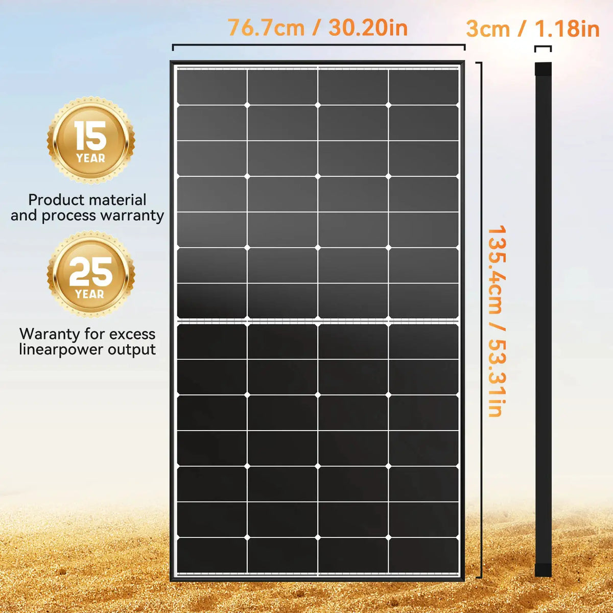 RVPOZWER 300W Solar Panel Monocrystalline 10BB N-Type 25% Efficiency for Off Grid Cabin Home Roof RV Trailer Boat Use