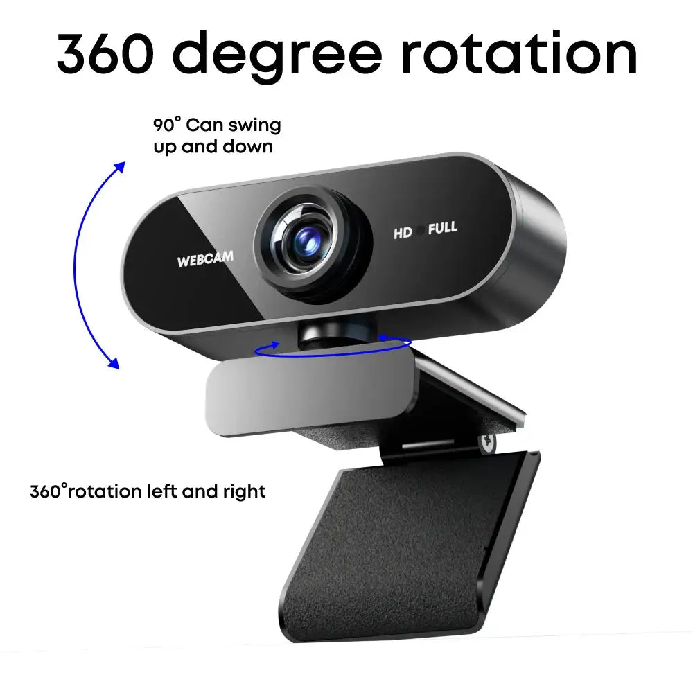 1080P FHD Webcam with Microphone, USB Computer Camera for Laptop Desktop, Wide Angle for Online Class & Video Conference, Live S