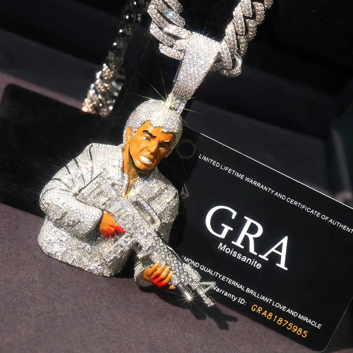 Icy Gun Pendant for Men Gold — product image 2