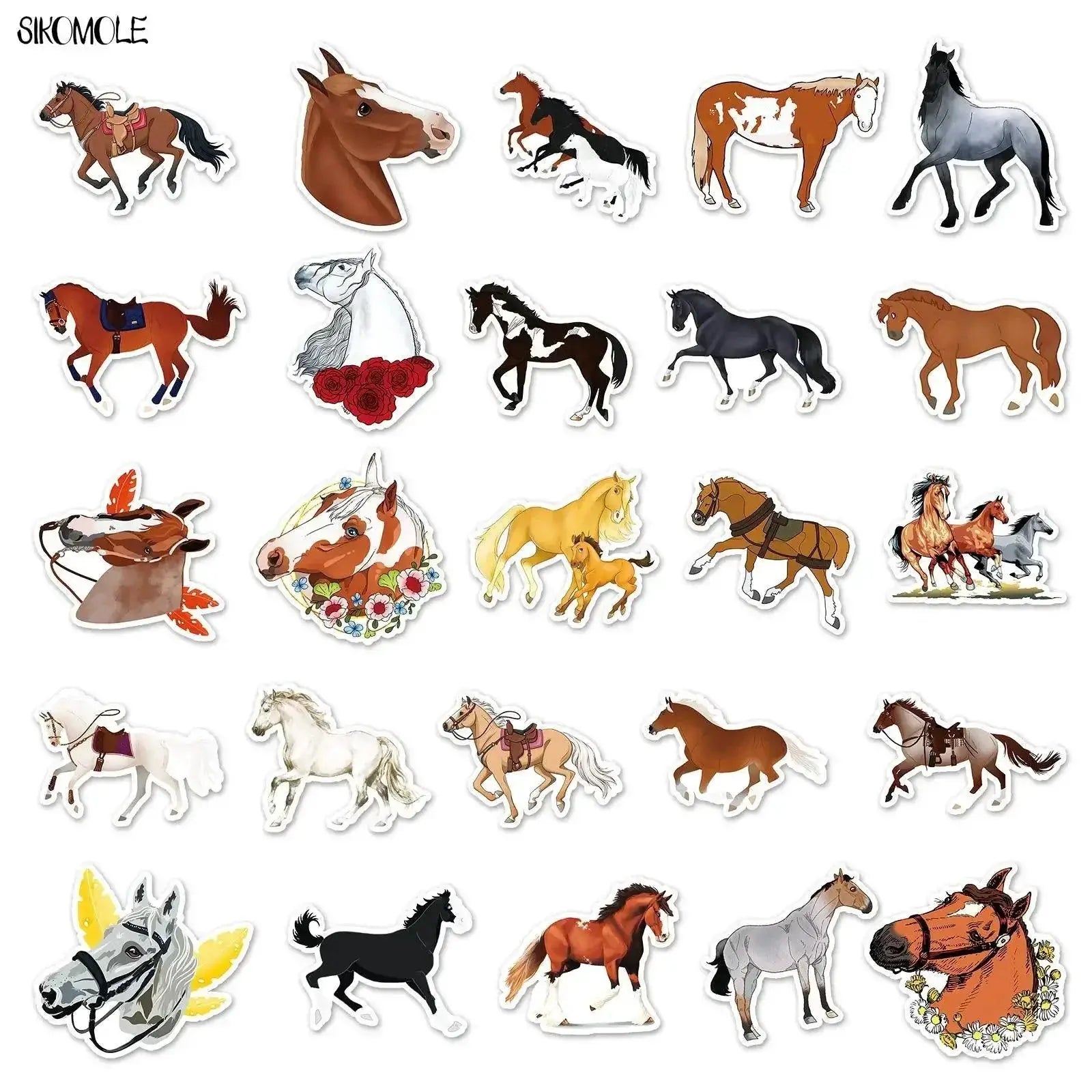 Cartoon Horse Stickers Whimsical Decals Set For Fun Decor