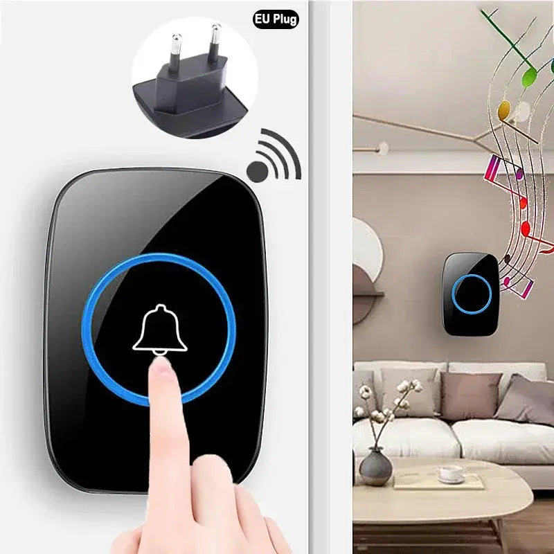 EU Plug Wireless Doorbell 300M Remote Control Waterproof 433 Frequency Through Wall Signal Alarm Ambulance Smart Doorbell by stepyours.com