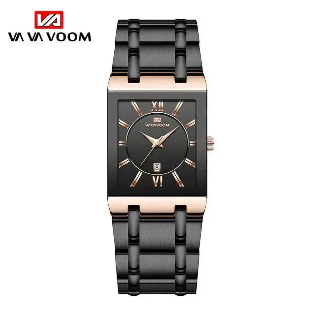 Luxury Black Gold Mens Business Watch Sleek Timepiece