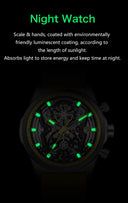 Chronograph Watch for Men Waterproof Yellow Silicone Strap Luminous Hands