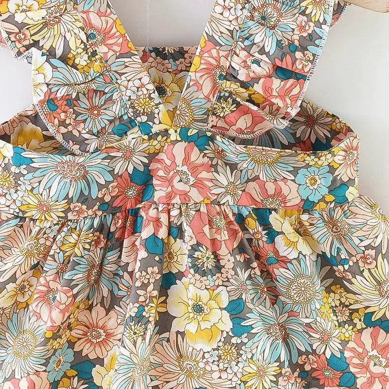 Vintage Garden Baby Girl Dress Floral Summer Fashion