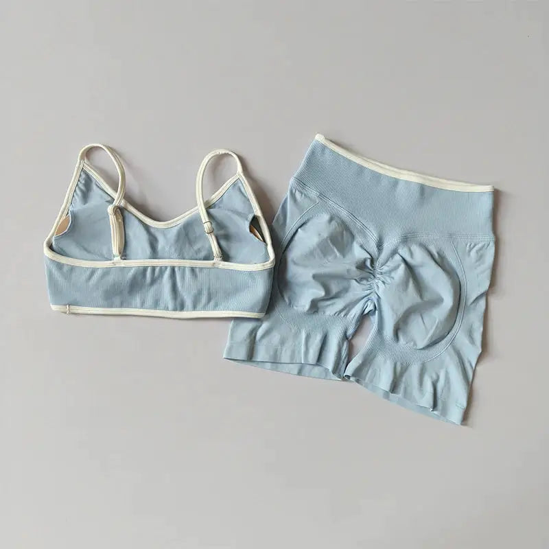 Yoga Suit Seamless Crop Top Tight Sports Bras and High Waist Shorts Pant Outside Wear Running Exercise Fitness Gym Yoga Set