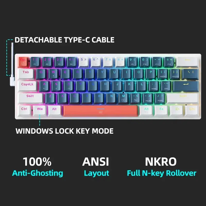 Machenike K500 B61 Mini Mechanical Keyboard 60 Percent RGB - OurLum.com