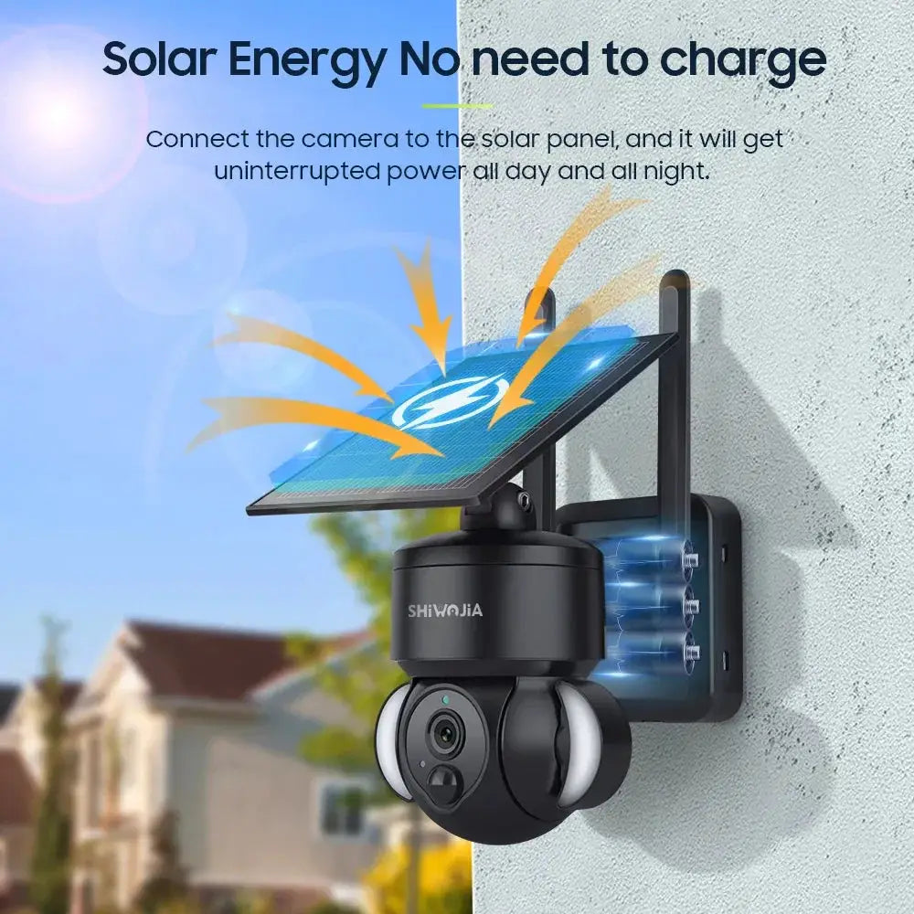 SHIWOJIA Mini Solar Camera 4G Wifi PTZ 3MP 4X Zoom - OurLum.com