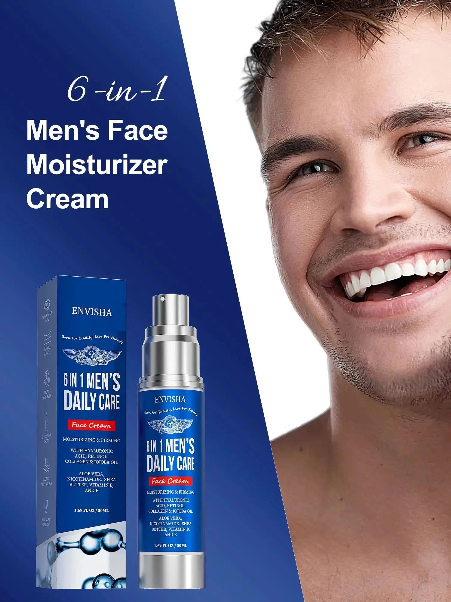 ENVISHA 6 IN 1 Men's Facial Skin Care Cream Anti-aging Moisturizing Whitening Firming Skin Care Products Collagen Beauty Health