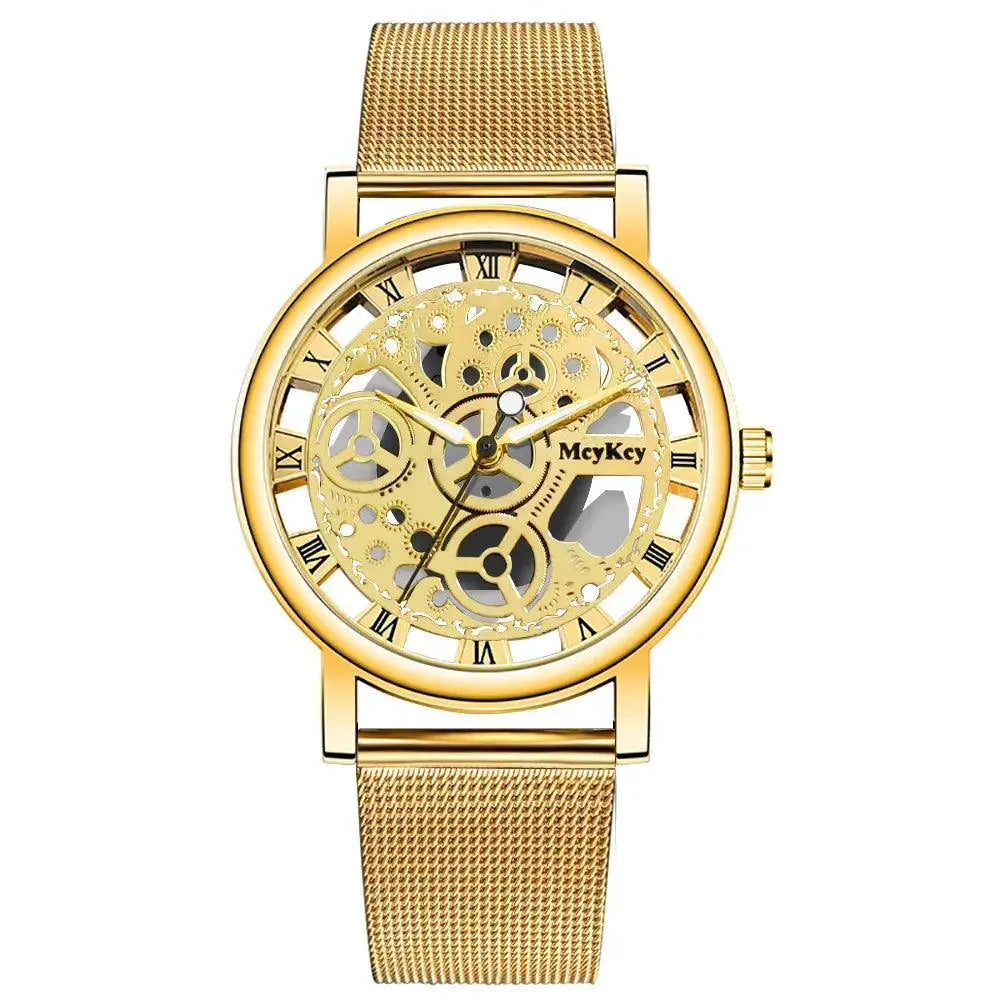 Elegant Skeleton Quartz Watch For Women With Mesh Strap