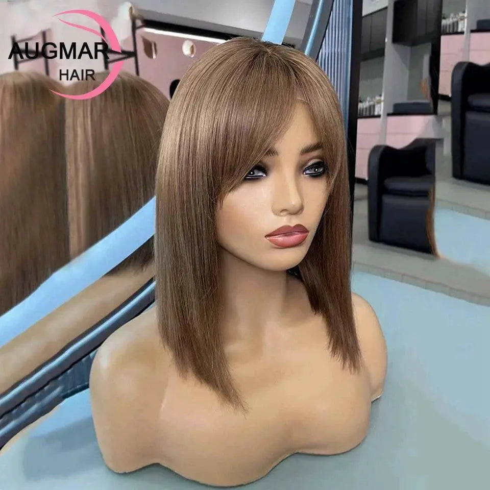 Chestnut Brown Bob Lace Front Wig Stylish Hairpiece