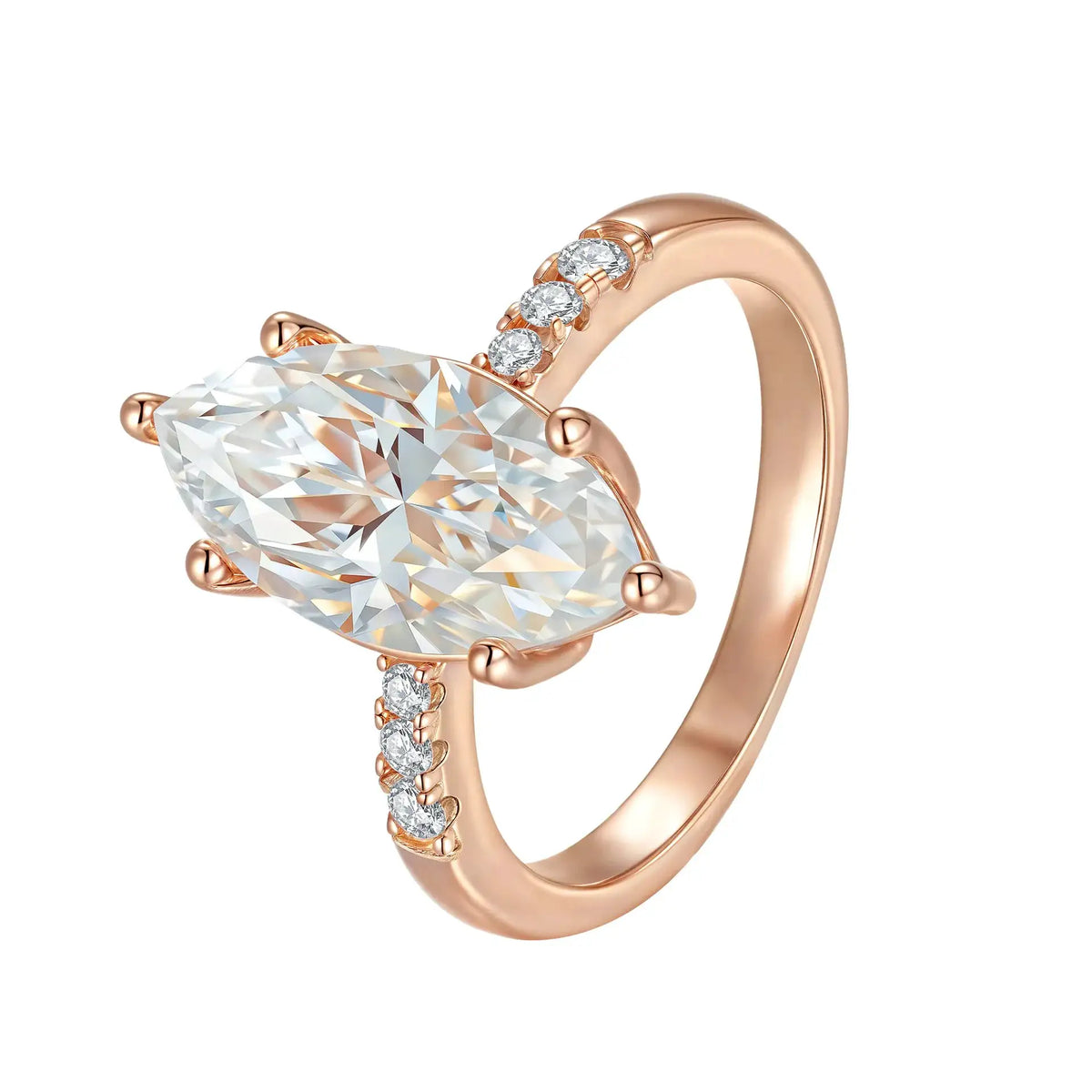 Luxurious 5CT Marquise Cut Green Moissanite Ring for Women S925 Sterling Silver VVS1 D Color Wedding Band with GRA C