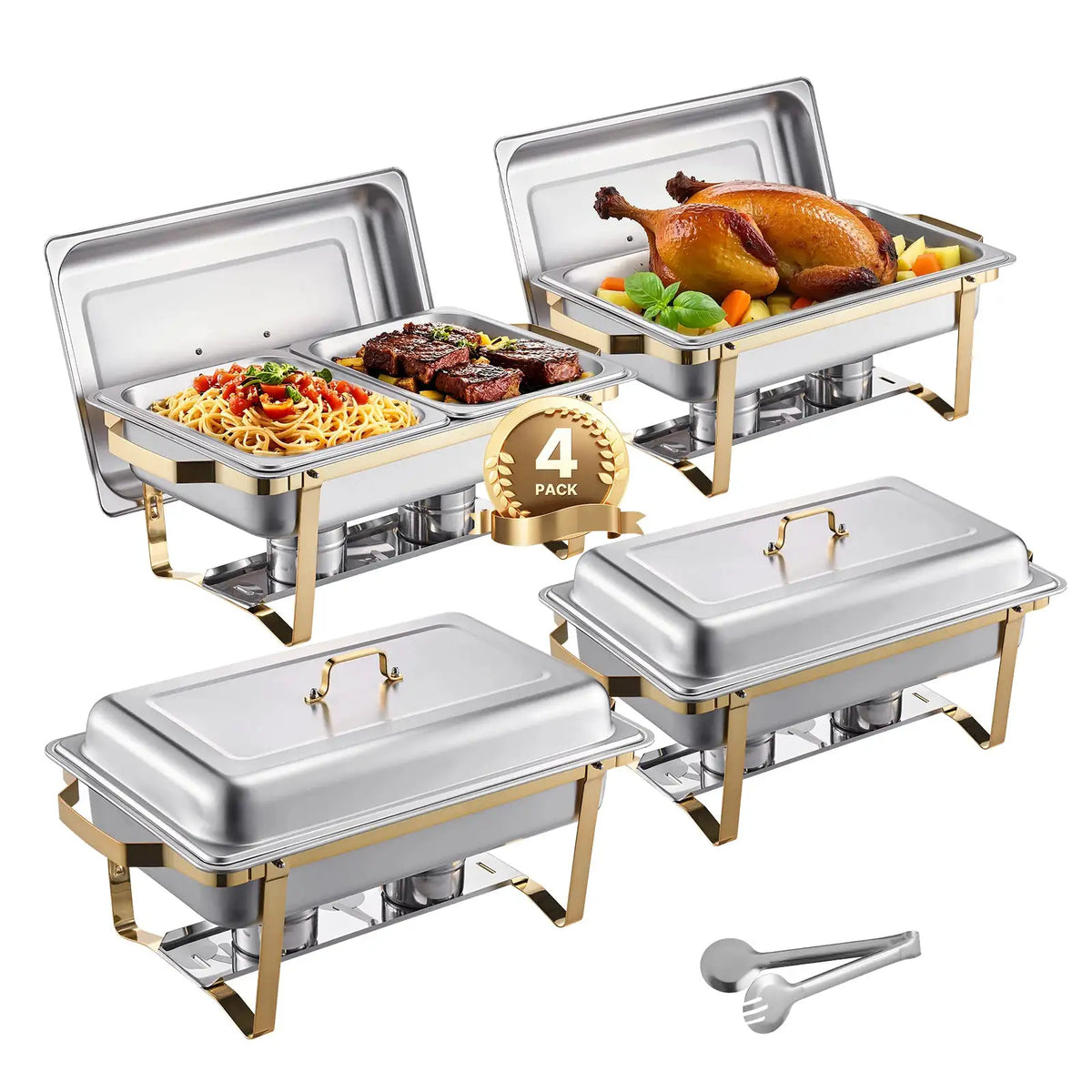SucceBuy Rectangle Chafing Dish Packs W/ Full Size Pans Buffet — product view 9