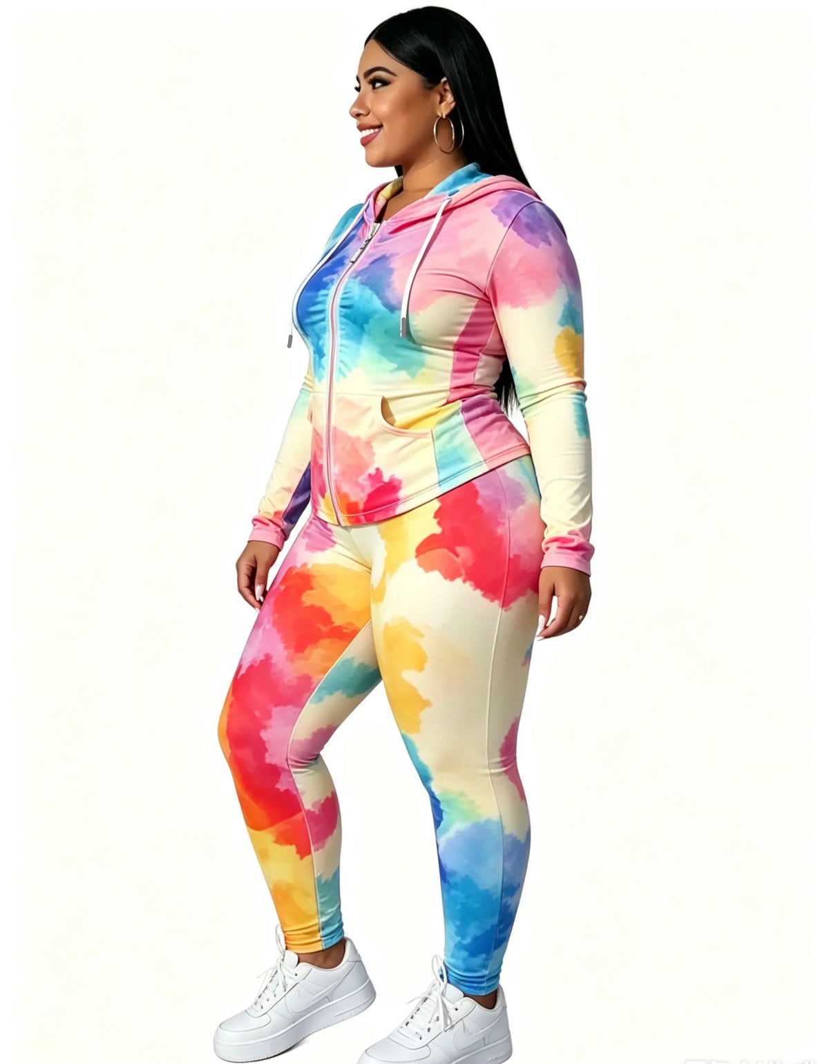 Plus Size Hooded Outfit Set