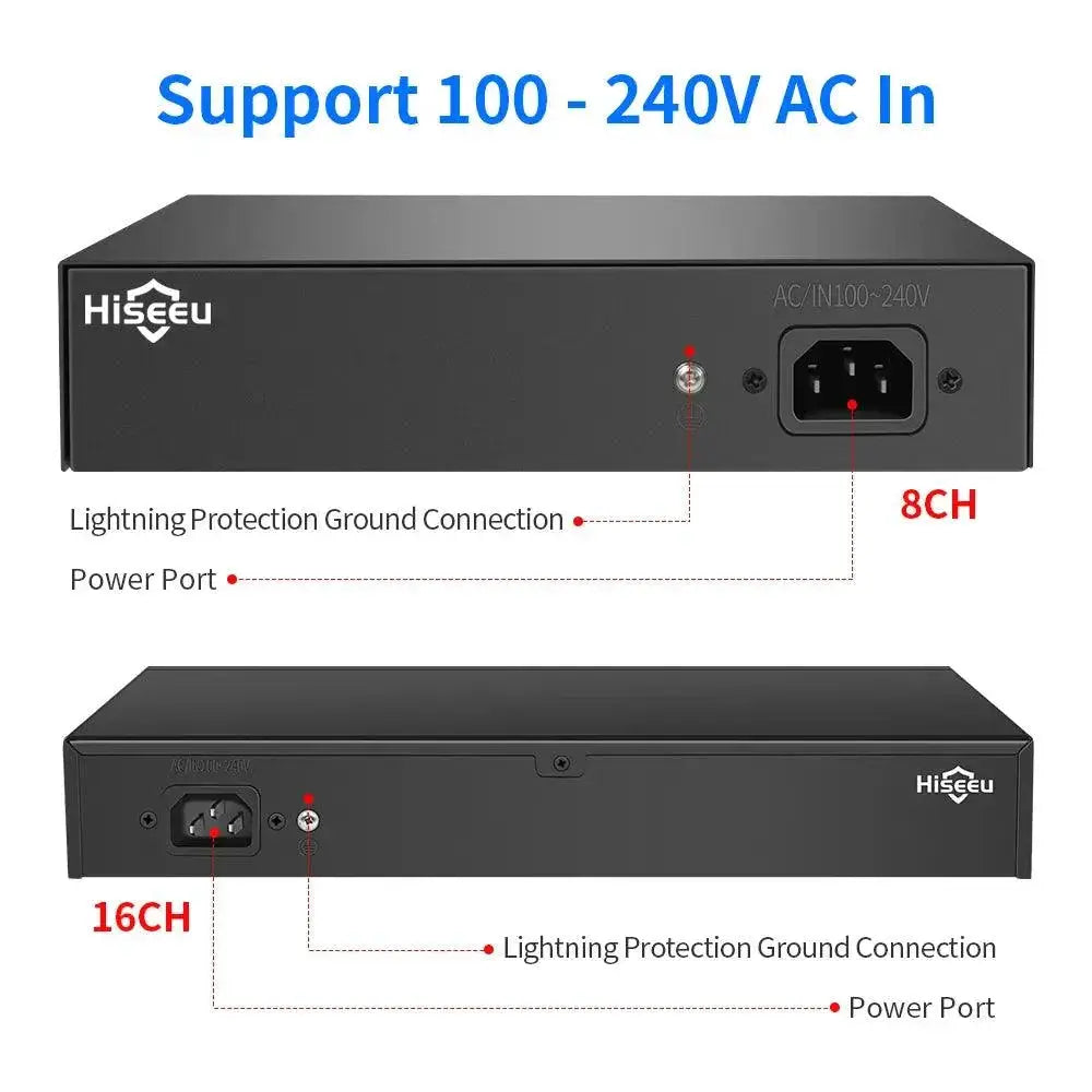 Hiseeu 48V PoE Switch for Surveillance Network Solutions